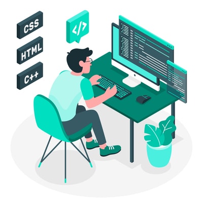 Jovem programando